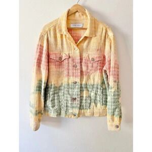 IRO Jacket Women’s 38 Maloma Plaid Tie Dye Trucker